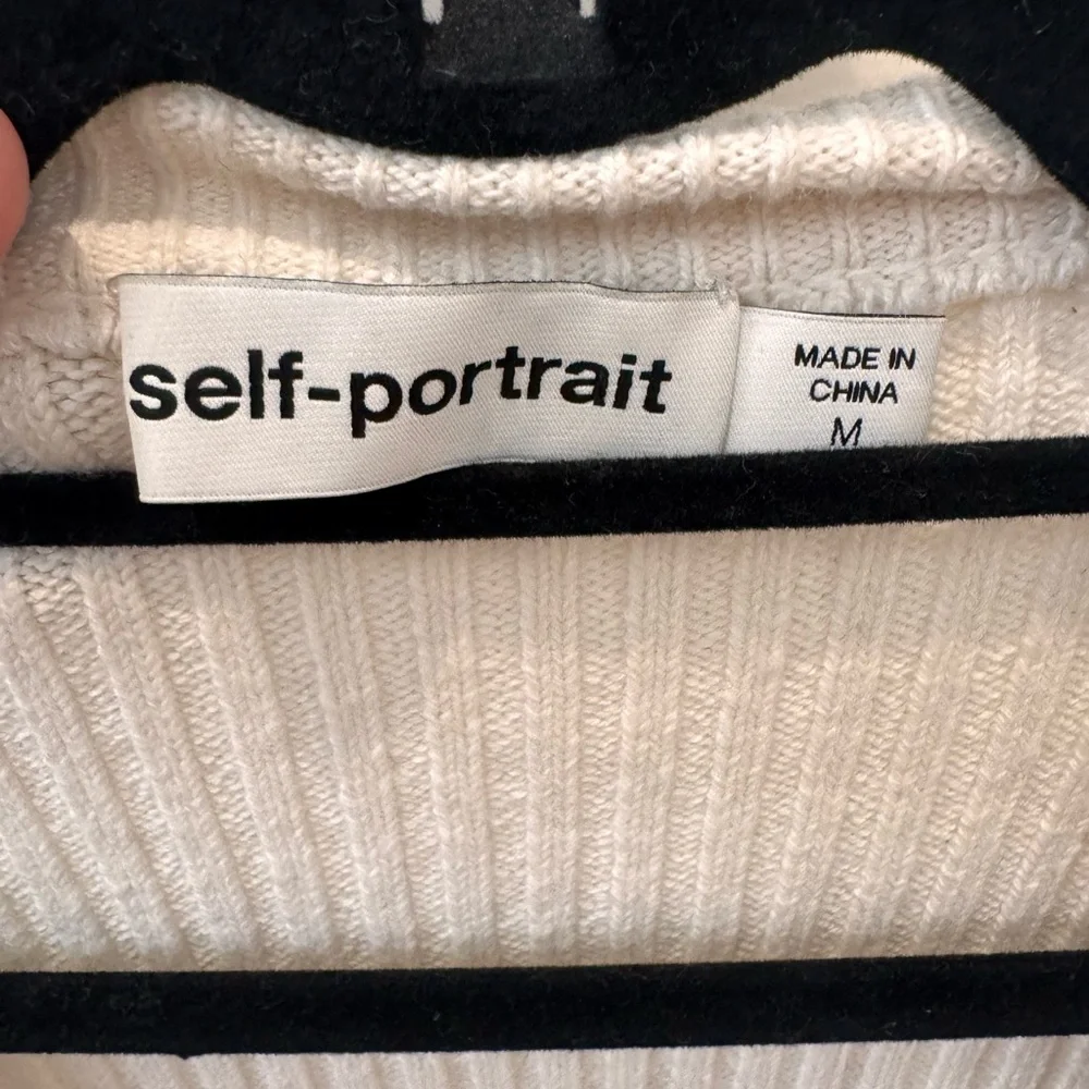 Self-Portrait Black and White Striped Cardigan